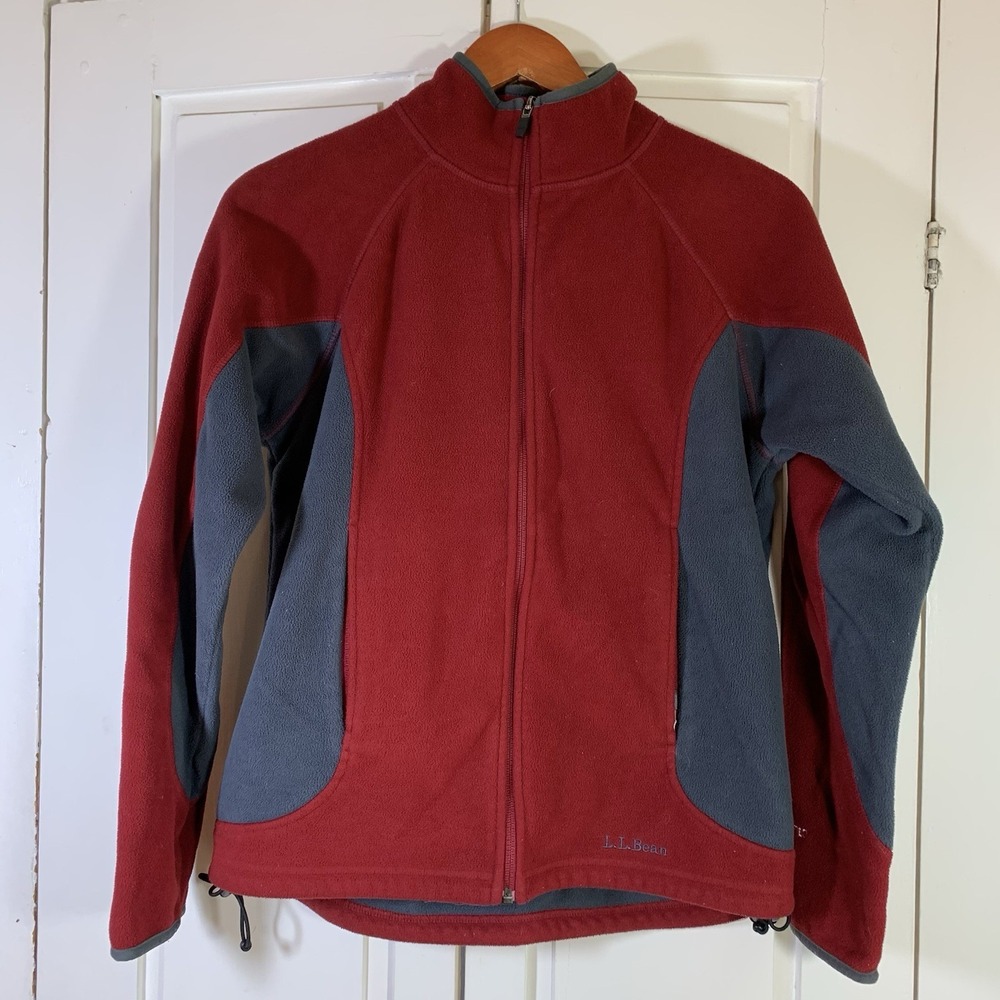 VTG 90s LL Bean Fleece Jacket Womens Medium Full Zip Red Polartec Outdoor Hiking